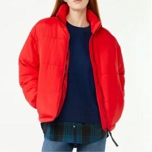 Wild Fable Women's Red Puffer Jacket